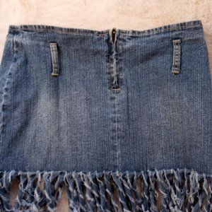 Fringe jean skirt